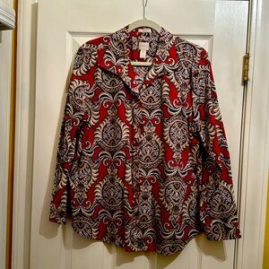 Chico Blouse Size 3. No Iron  100% cotton Blouse